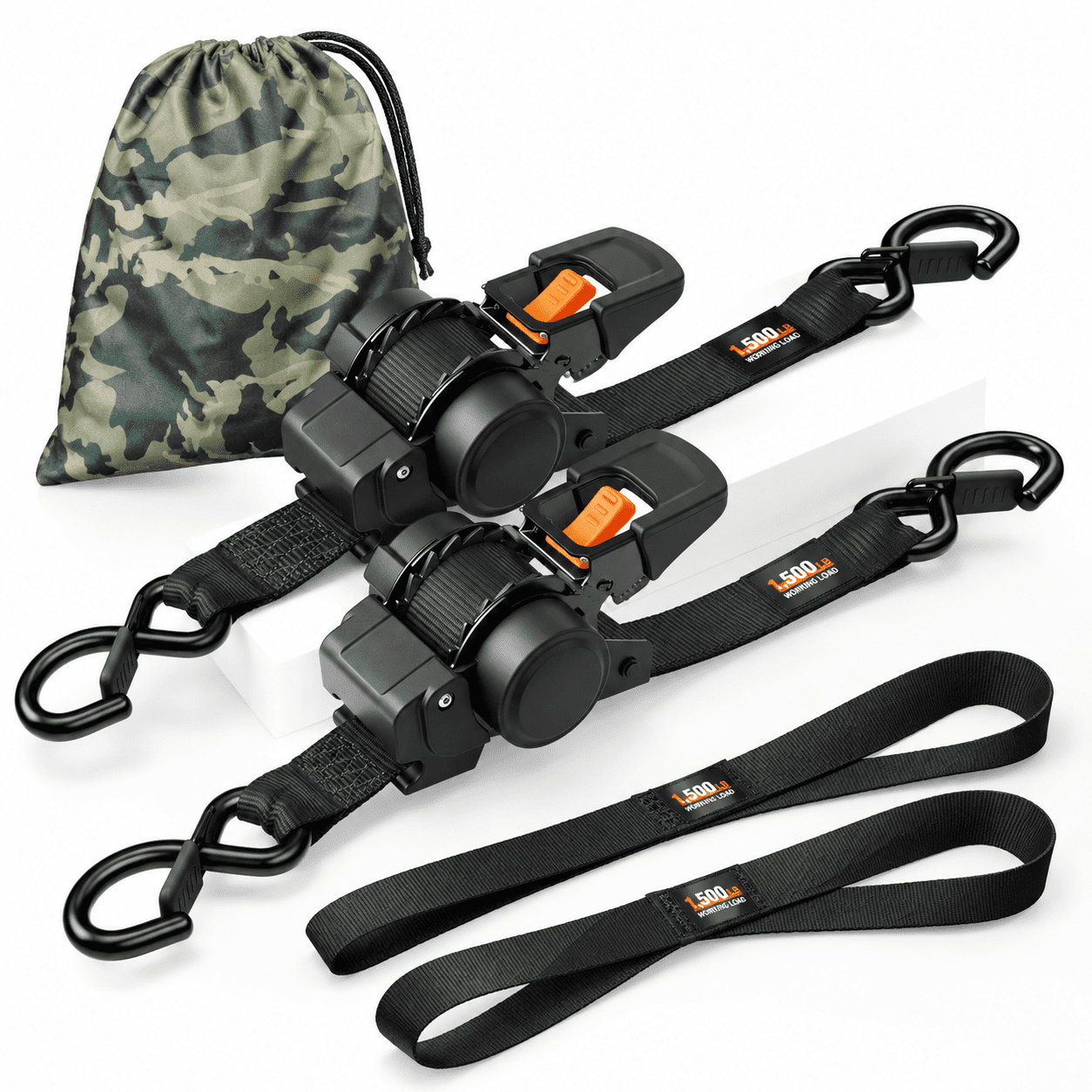 Retractable Ratchet Straps - 1 Inch X 10 Feet Heavy Duty Handle-press ...
