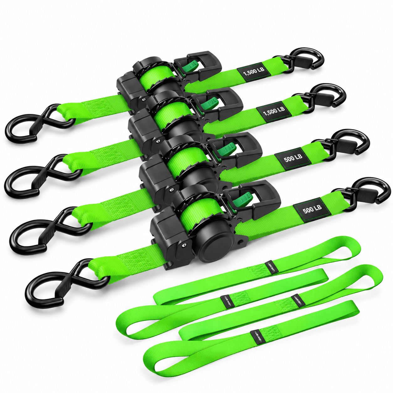 Retractable Ratchet Straps - 1 Inch X 10 Feet Heavy Duty Handle-press ...