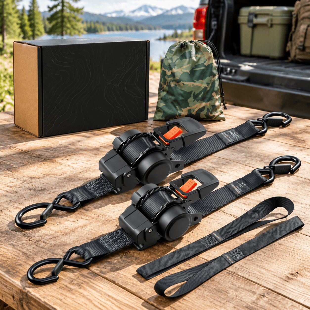 Retractable Ratchet Straps - 1 Inch X 10 Feet Heavy Duty Handle-press ...