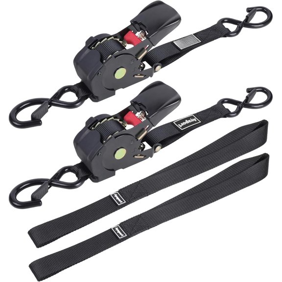 Retractable Ratchet Straps 1in x 12.5ft - Heavy Duty 1200lbs Break Strength Ratchet Straps Self Retractable Tie Down with S Hooks for , Dirt Bikes, Atvs, , Cargo,