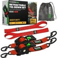 Retractable Ratchet Straps (2Pack) 2 Inch x 10 Feet (3,033lb Break Strength) Heavy Duty