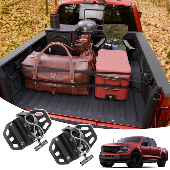 Retractable Ratchet Straps for 2015-2026 Ford F150 Retracting Straps Auto Retract Securing Strap Tie Down System 2PCS