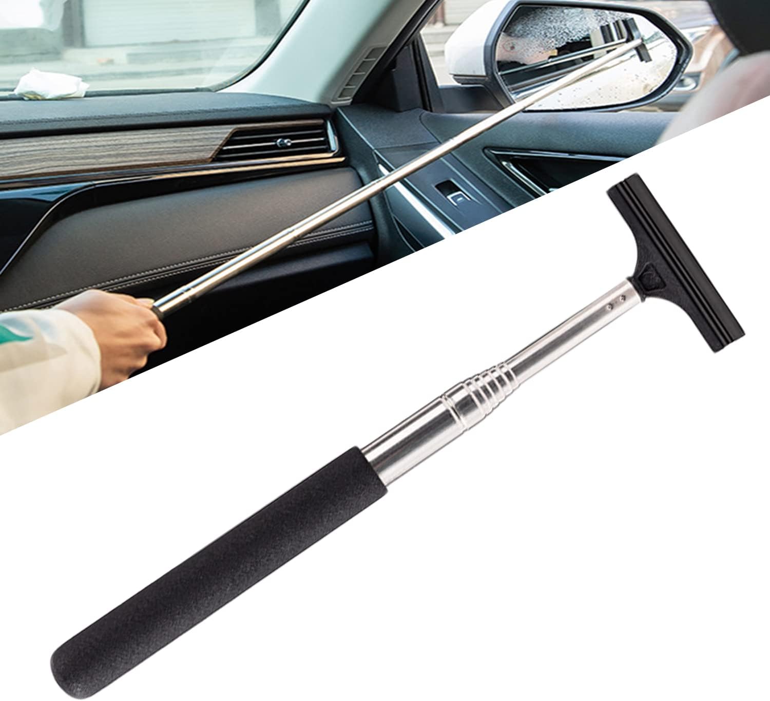 Retractable RearView Mirror Wiper,Length Up to 98cm, AntiGlare Anti