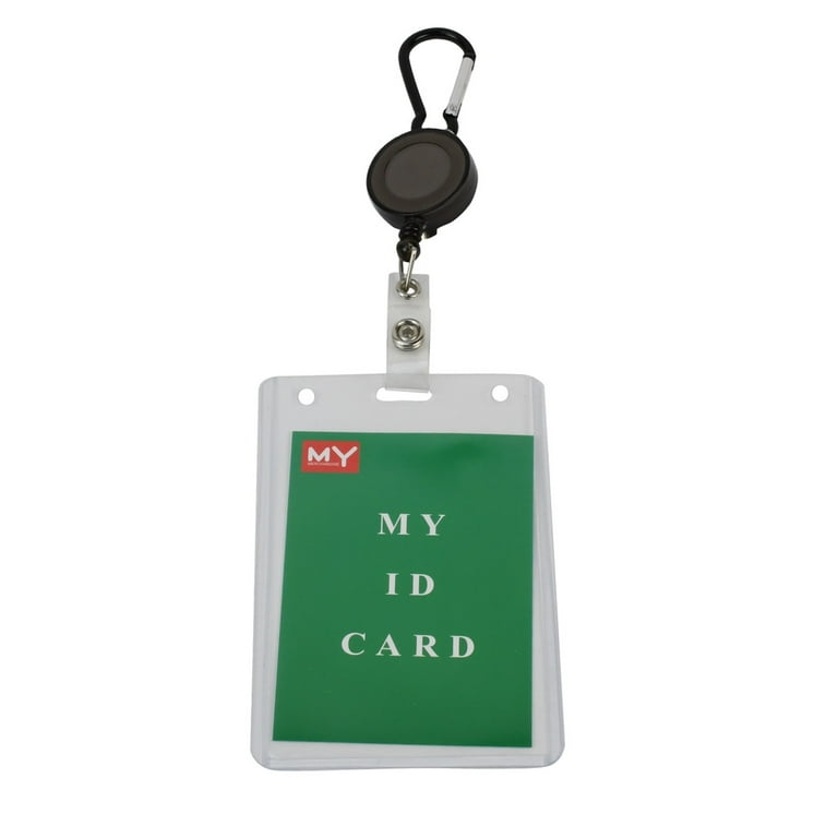 Black Retractable Reel Business Work School ID Badge Keyring Credit Card Holder