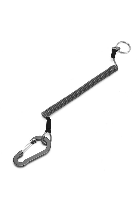 Retractable Safety Coiled Cord Lanyard, Spiral Fishing Lanyard, Elastic Spring Coil Rope Strap Leash for Fishing, Keychain Accessories[Black]