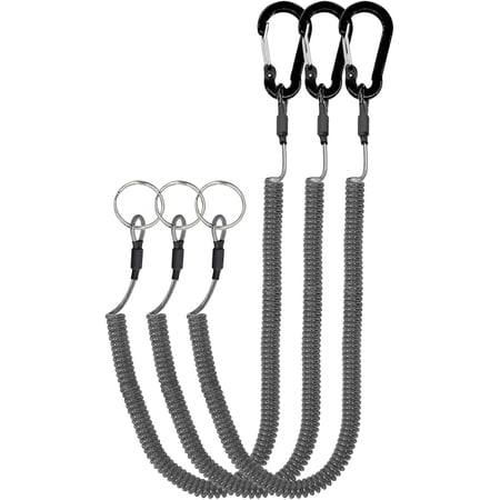 Lix&Rix Retractable Safety Coiled Lanyard with Aluminium Alloy Carabiner Clip, Black/Blue/Green/Red/Silver/Yellow