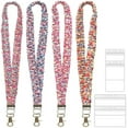thumbnail image 1 of Retractable Scrunchie Lanyard Set, 4 Stretchy Scrunchie Style Neck Lanyards with 4 Waterproof ID Card Holders（style E）, 1 of 7