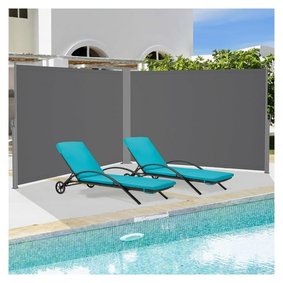 Retractable Side Awning - 240"L x 71"H Privacy Screen - Outdoor Patio Sun Shade Wind Privacy Divider - Water & UV Resistant for Garden, Balcony Gray 240" L x 71 H