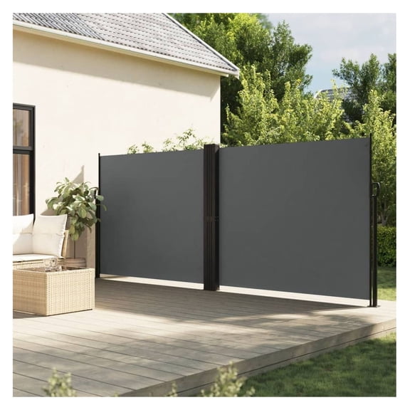 Retractable Side Awning, 63" Anthracite Privacy Screen, Patio Cover, Balcony Wind Shelter, UV Protection, Adjustable Outdoor Sunshade