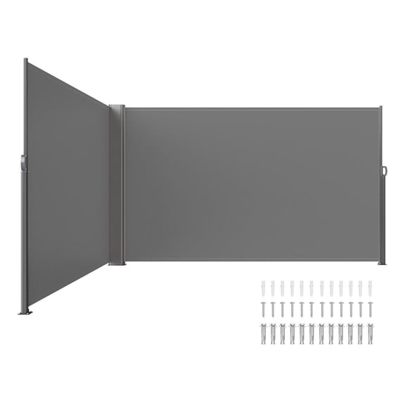 Retractable Side Awning 71''x236'' - Aluminum Patio Screen, Outdoor Privacy Windscreen for Balcony, Courtyard, UV Protection, Gray