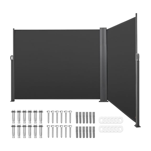 Retractable Side Awning 71"x236" Patio Screen, Waterproof Sun Shade Privacy Divider