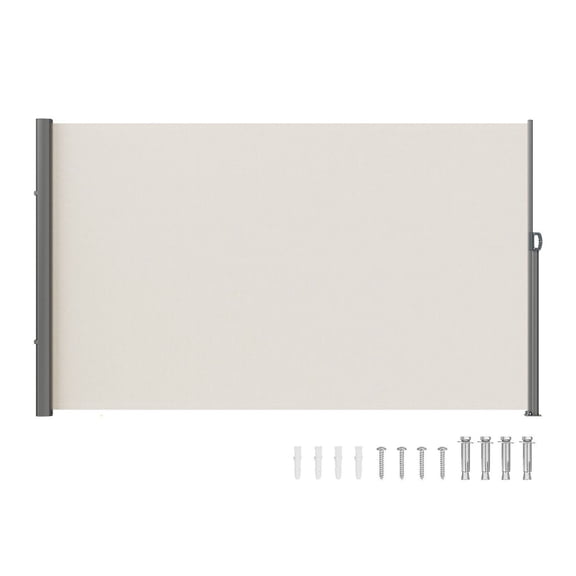 Retractable Side Awning 71x118", Aluminum Patio Privacy Screen, Waterproof Outdoor Shade, UV30+ Protection, Wind Screen for Balcony, Backyard, Beige