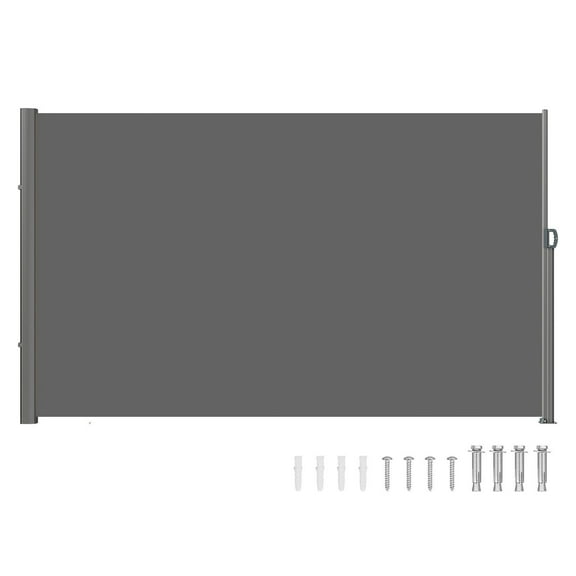 Retractable Side Awning 71x118 Inch Aluminum Outdoor Privacy Screen 280g Polyester Waterproof Patio Wind Screen UV 30 Plus Room Divider for Backyard Balcony Gray