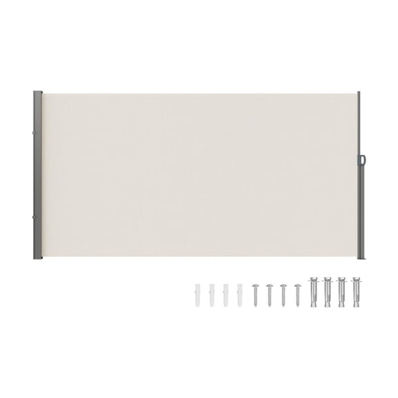 Retractable Side Awning 71x138", Outdoor Privacy Screen, Waterproof Patio Screen, UV30+ Windscreen for Balcony, Backyard - Beige