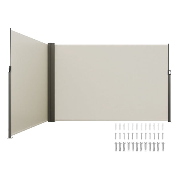 Retractable Side Awning 79"x236" Patio Screen, Outdoor Privacy Windscreen, UV30+ Waterproof Shade, Beige for Balcony, Backyard