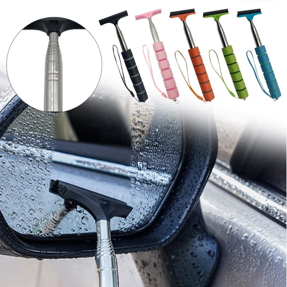 Retractable Side Mirror Squeegee for Car, Telescopic Auto Glass Wiper with Long Rod, Universal Cleaning Tool for Shower Door Window Home Vehicle