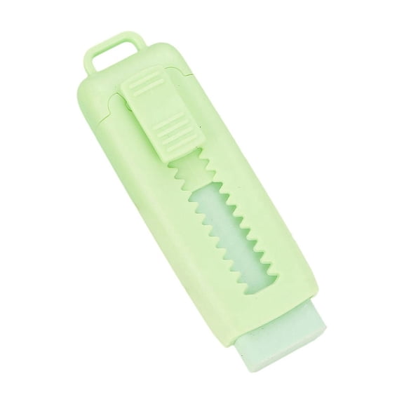 Retractable Slide-Out Eraser in Green with Protective Case, Clean Erasing for Drawing and Office Use