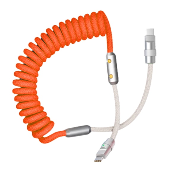 Retractable Spring Cable, 120W USB C Rapid Charging Cable For USB C Electronics Metal Housing Plugs