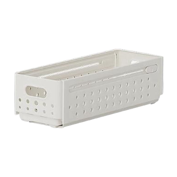Retractable & Stackable Storage Box | Expandable from 11" to 18.9" | Multi-Purpose Organizer for Clothes, Kitchen, Bathroom | White Plastic Storage Bin | 28.5x11x6cm | Easy Assembly No Tools Needed