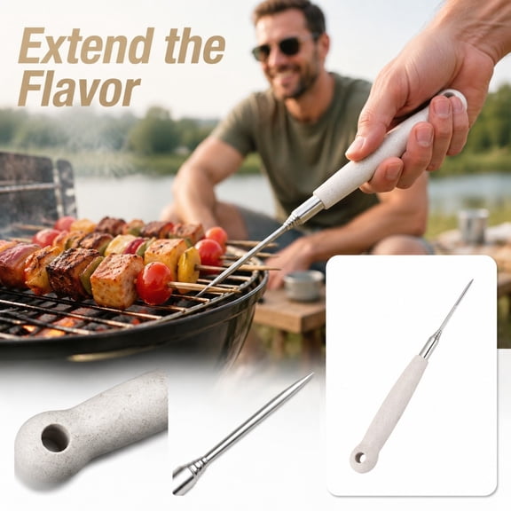 Retractable Stainless BBQ Single Prong Grilling Tool, Outdoor Barbecue Fork for Marshmallows Hot Dogs, Extendable Handle, 1 Pack