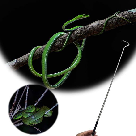 Retractable Snake Hook 40.2" Lightweight Curved Reptile Pick‑Up Tool Adjustable Safe Reptile Handling Catching Tool for 2 lbs Reptiles Silver