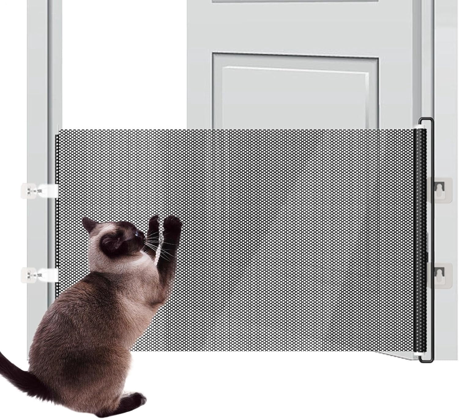 Retractable Stair Gate, Indoor Pet Stair Barrier, No Drilling Safety Gate, Barriere De Securite Bebe, for Stairway Hallway Patio Porch Yard Balcony Deck Bathroom Garage