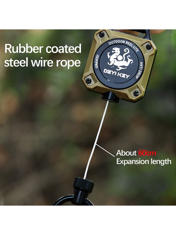 Retractable Steel Rope Keychain | High Elasticity Stretchable Spring Key Ring with Buckle | Heavy Duty Metal & Plastic Keychain for Keys, ID Badges, Tools | Magnetic Suction