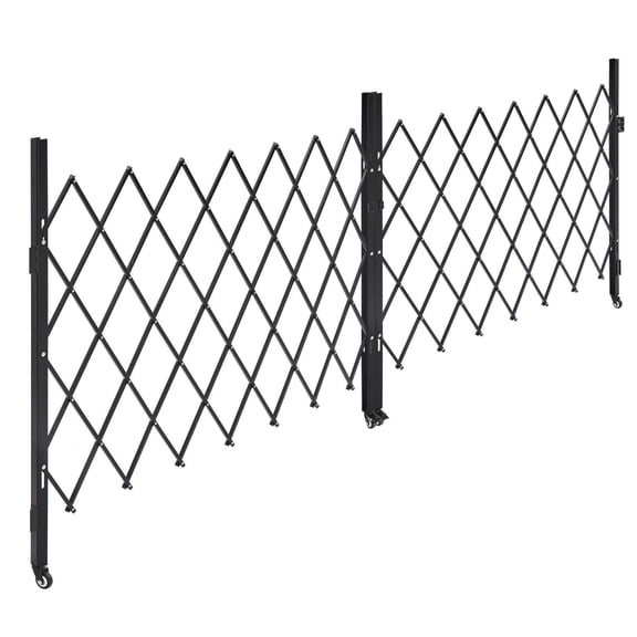 Retractable Steel Security Gate with Lock, 360 Swivel Casters for Garage, Warehouse&Pool Entry, 129.92" W x 63.19" H Folding Barrier