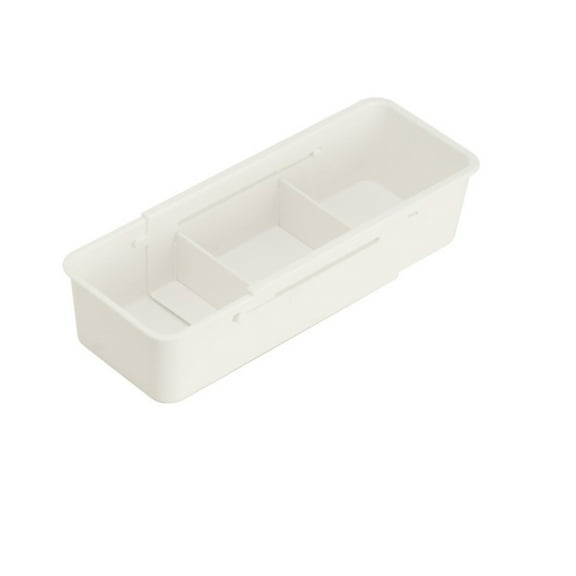 Retractable Storage Box With Divided Compartments, White [27*9.7*6.3Cm]