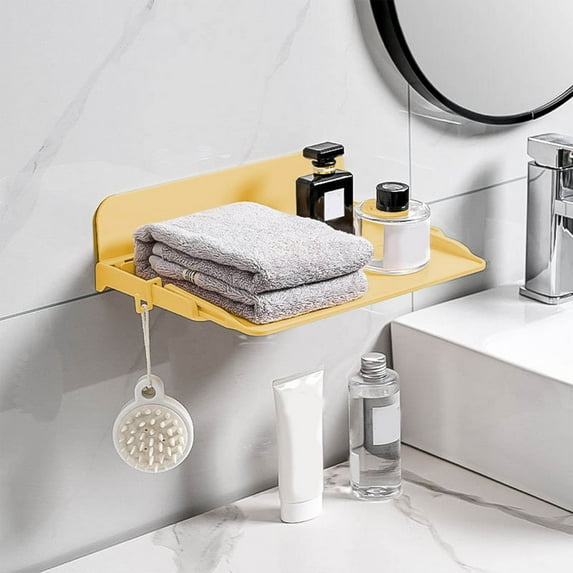 Retractable Storage Shelf, Nail-Free No-Punch Wall Storage for Kitchen and Bathroom, Multi-Layer ABS Shelf with Strong Adhesive, Waterproof