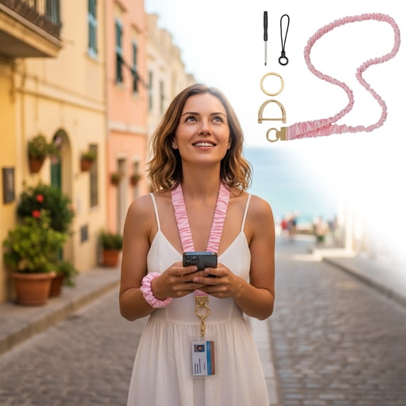 Retractable Stretchy Lanyard for Women Teachers, Cute Id Holder Lanyard with Metal Clip & Phone Tether, 30+ Inches Comfortable for Work Travel Holiday Gift
