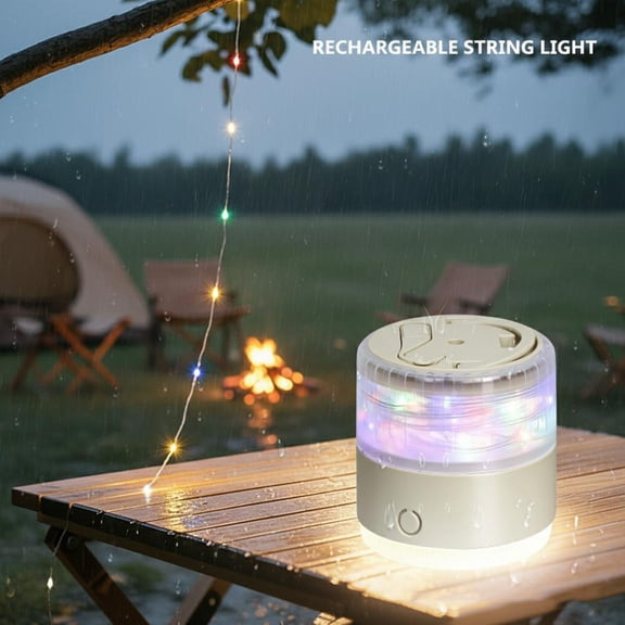 Retractable String Camping Light - 10m USB Rechargeable Lantern with 12 Modes for Tent