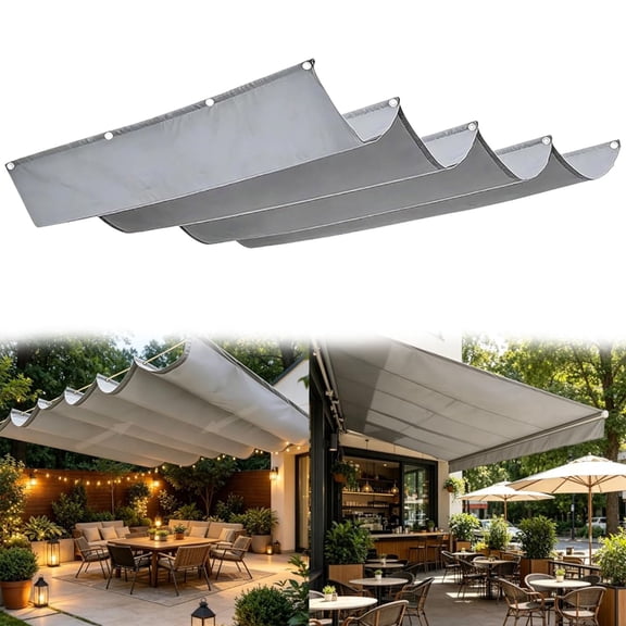 Retractable Sun Shade Sails, Waves Awning Canopy with Eyelets and Rope, Adjustable Sliding Waves Shade Sails, Multiple Sizes Sun Shade Canopys Cover for Outdoor Garden Patio Yard Lawn