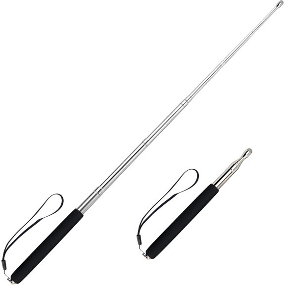 Retractable Teacher Pointer, Pointer Stick with Stylus Smooth Sensitive Tablet Pen, Pointers for Classroom, Teacher Coach Presenter Pointer, Pointer Finger Stick, Black(with Lanyard)