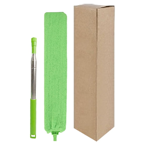Retractable Telescopic Flat Duster With Microfiber Head For Under Sofa Cabinet Bed And High Ceiling Dust Removal Extendable Pole (Green)