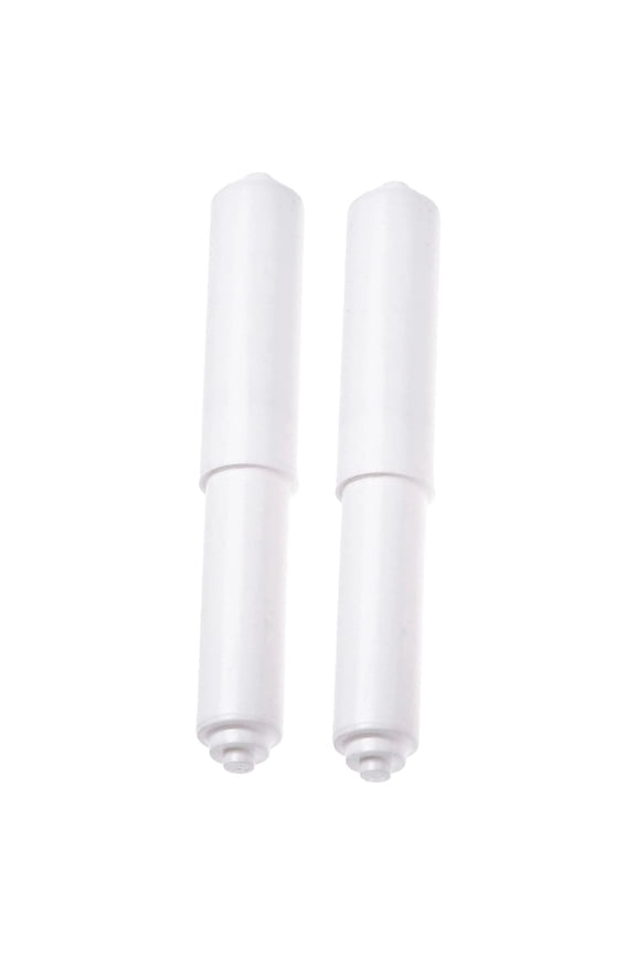 Retractable Toilet Paper Holder Roller, Spring Loaded Plastic Tissue Dispenser for Bathroom, 2 Pack White, Extends 4.25 to 6.5 Inches