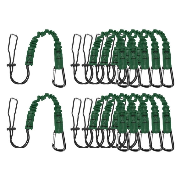 Retractable Tool Lanyard with Single Aluminum Buckle and Adjustable Loop End, Safety Fall Protection Tools Leash Dark Green 2ft