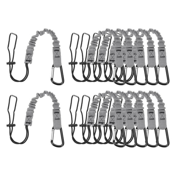 Retractable Tool Lanyard with Single Aluminum Buckle and Adjustable Loop End, Safety Fall Protection Tools Leash Gray 2ft