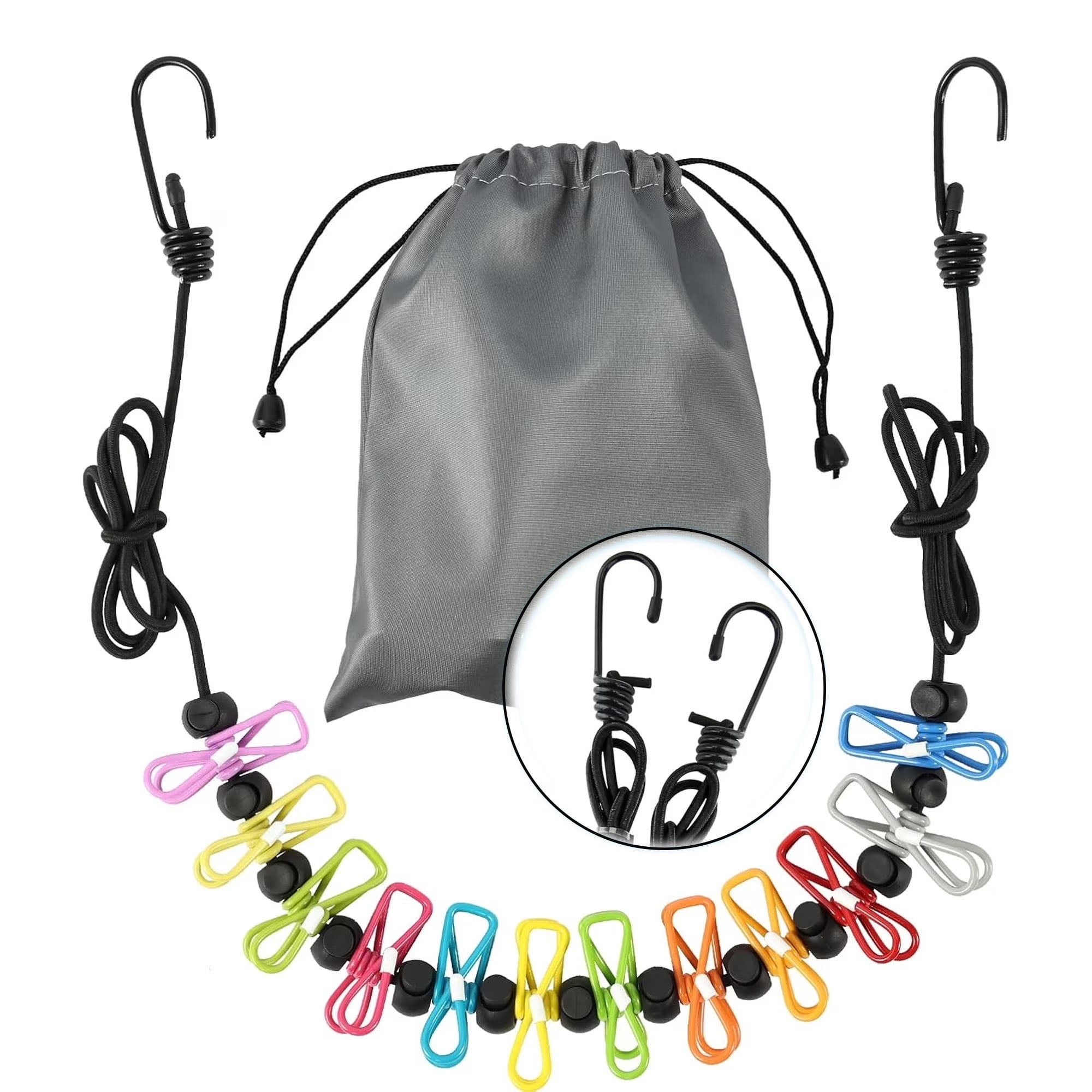 Retractable Portable Clothesline for Travel，Clothing line with 12 ...