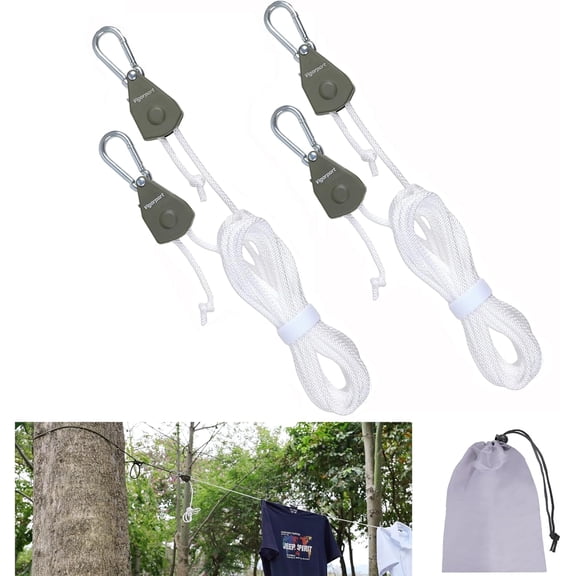 Retractable Travel Clothesline, Portable Clothes Line Heavy Duty Rope Pully System with Carabiner for Outdoor Camping, Cruise Ships, Indoor Backyard, Balcony (19Ft, 2 Pack)