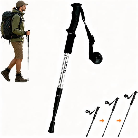 Retractable Trekking Poles, Adjustable Aluminum Hiking Poles Lightweight Shock Absorbing