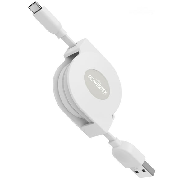 Retractable Type C Cable - White