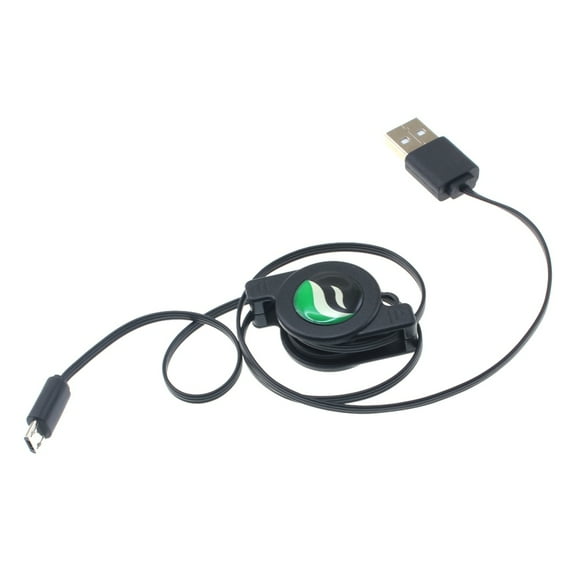 Retractable USB Cable for LG K8X, Tribute Monarch, Phoenix 5, Fortune 3, Aristo 5 - MicroUSB Charger Power Cord Sync Wire Fast Charge Black Z5D
