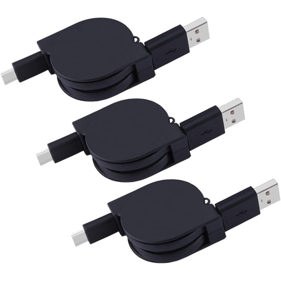 Retractable USB to USB C Car Charger Cord 3Pack for Samsung Galaxy A17/A37 A16/A57/S26 Ultra/S25 Edge/S24 FE/S23/S22/S21/S20,3.3FT USB Type C Charger Fast Charging Cord for iPhone 17 Pro Max/17e/16/1