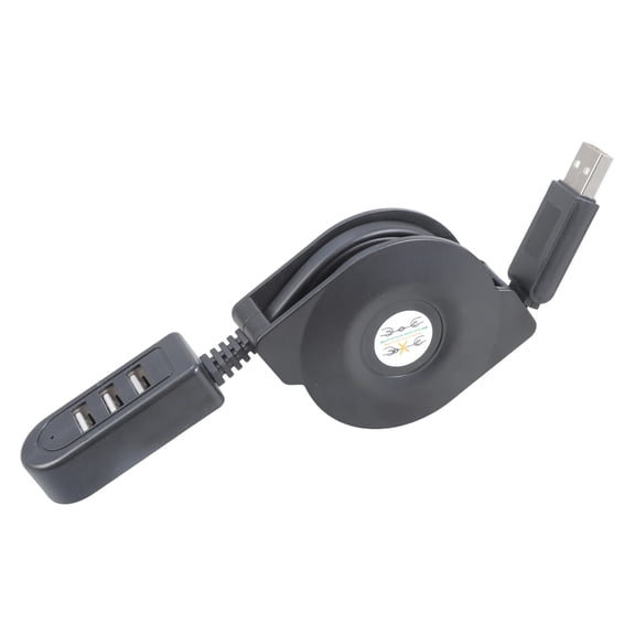 Retractable USB2.0 Hub 3-Port chargers & Data Sync Cable 1.1M For Mobile, Car Adapters