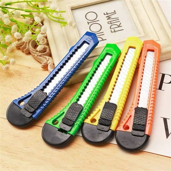 Retractable Utility Knives,Topboutique Utility Knife with Rubber Handle,Multifunctional Knife Retractable for Home and Office Applications,0.7in Wide Razor-Sharp Blade,4Pcs,5.9in