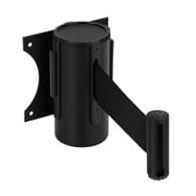 Retractable Wall Barrier Belt Retractable Rope Safety Barriers 10 ft / 3m Black Wall Mounted Stanchions With Retractable Belts Crowd Barrier Tape Queue Line Dividers Steel Case