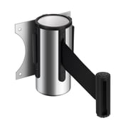 Retractable Wall Barrier Belt Retractable Rope Safety Barriers 10 ft / 3m Chrome Wall Mounted Stanchions With Retractable Belts Crowd Barrier Tape Queue Line Dividers Steel Case
