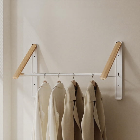 Retractable Wall Mounted Drying Rack – Foldable Clothes Hanger in Walnut or Oak Finish