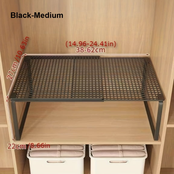 Retractable Wardrobe Organizer with Adjustable Height, Heavy-Duty Metal Closet Shelf for Vertical Storage of Clothes Shoes, Space-Saving Rack for Cabinets Wardrobes, Easy Installation
